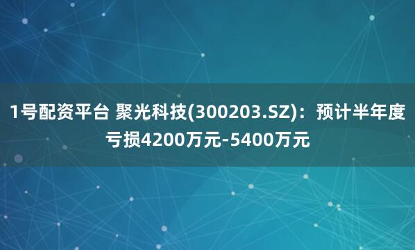 1号配资平台 聚光科技(300203.SZ)：预计半年度亏损4200万元-5400万元