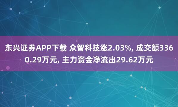 东兴证券APP下载 众智科技涨2.03%, 成交额3360.29万元, 主力资金净流出29.62万元